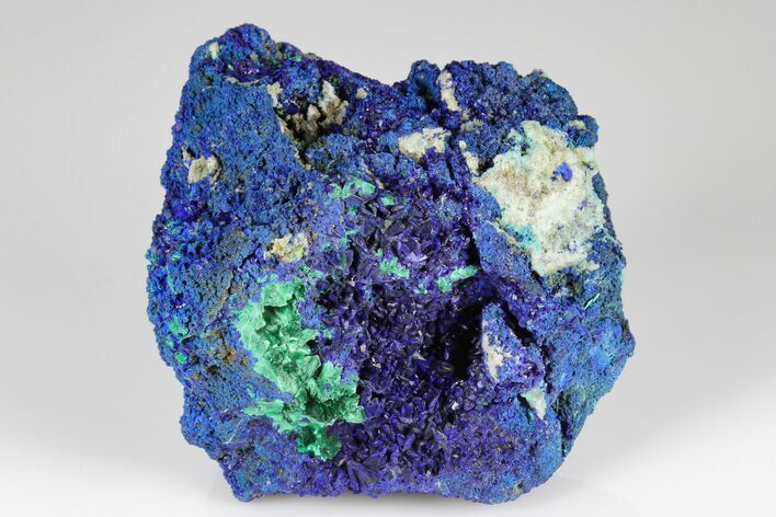 Vibrant-Blue Azurite Crystals with Malachite - Laos #178179